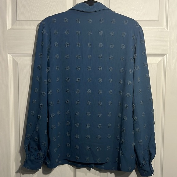 B Women’s Blue swiss dot button down top - Size Medium - Picture 5 of 5